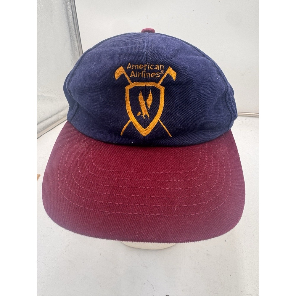 Vintage American Air/Mer Hat Snapback Made USA Navy Burgundy Aviation 80s 90s